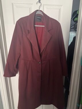 BloomChic Burgundy Women's Single-Button Coat